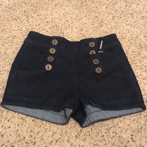 Express high-waisted jean shorts